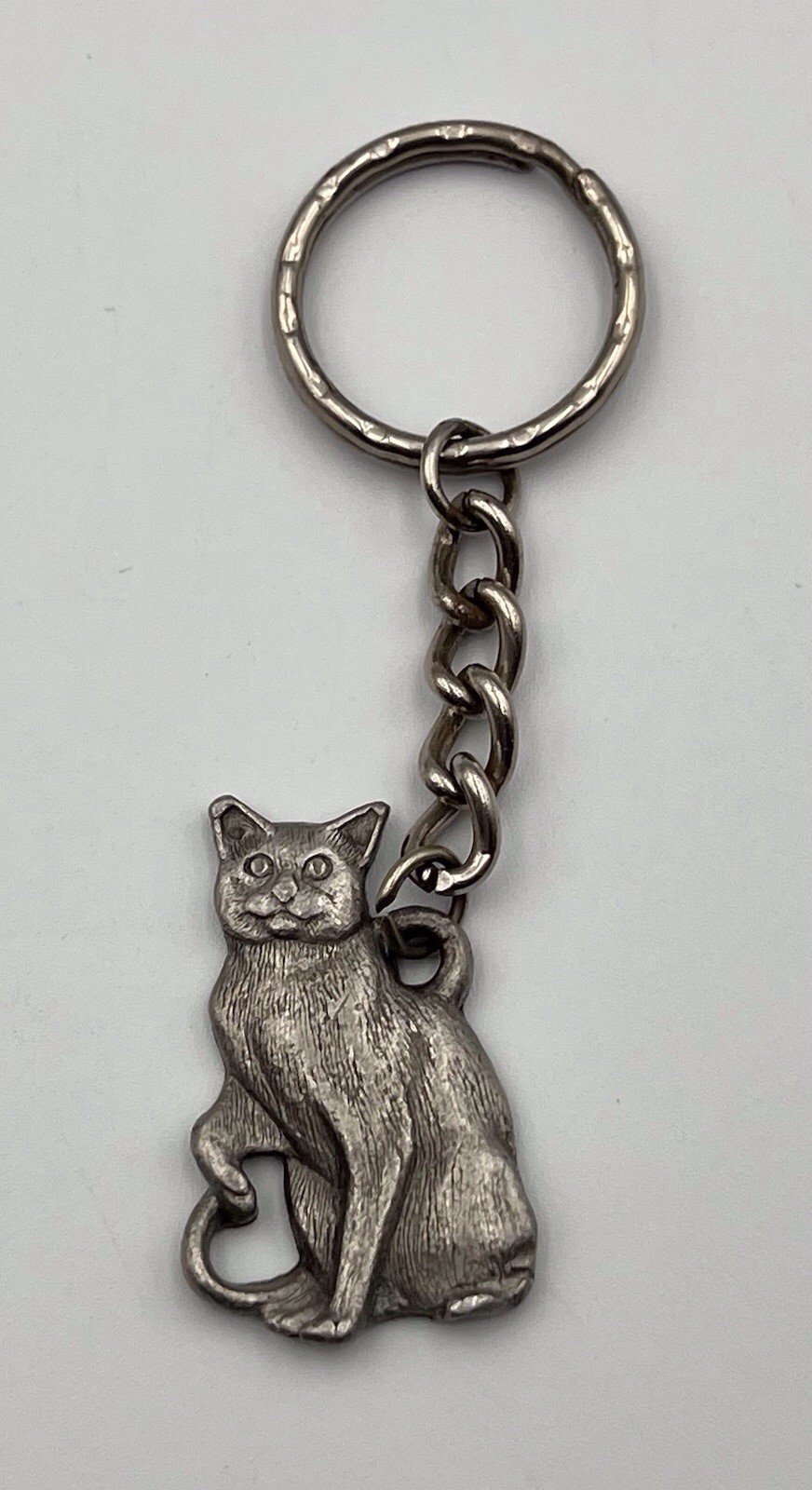 Vintage 1984 Rawcliffe “I Love My Russian Blue” Cat Fine Pewter Keychain