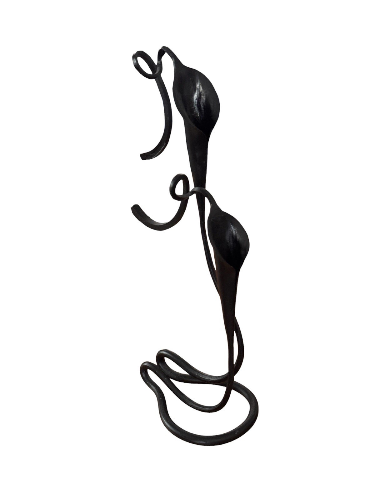 Vintage Calla Lilies Candle Holder Sculpture by Jack Brubaker Signed Black
