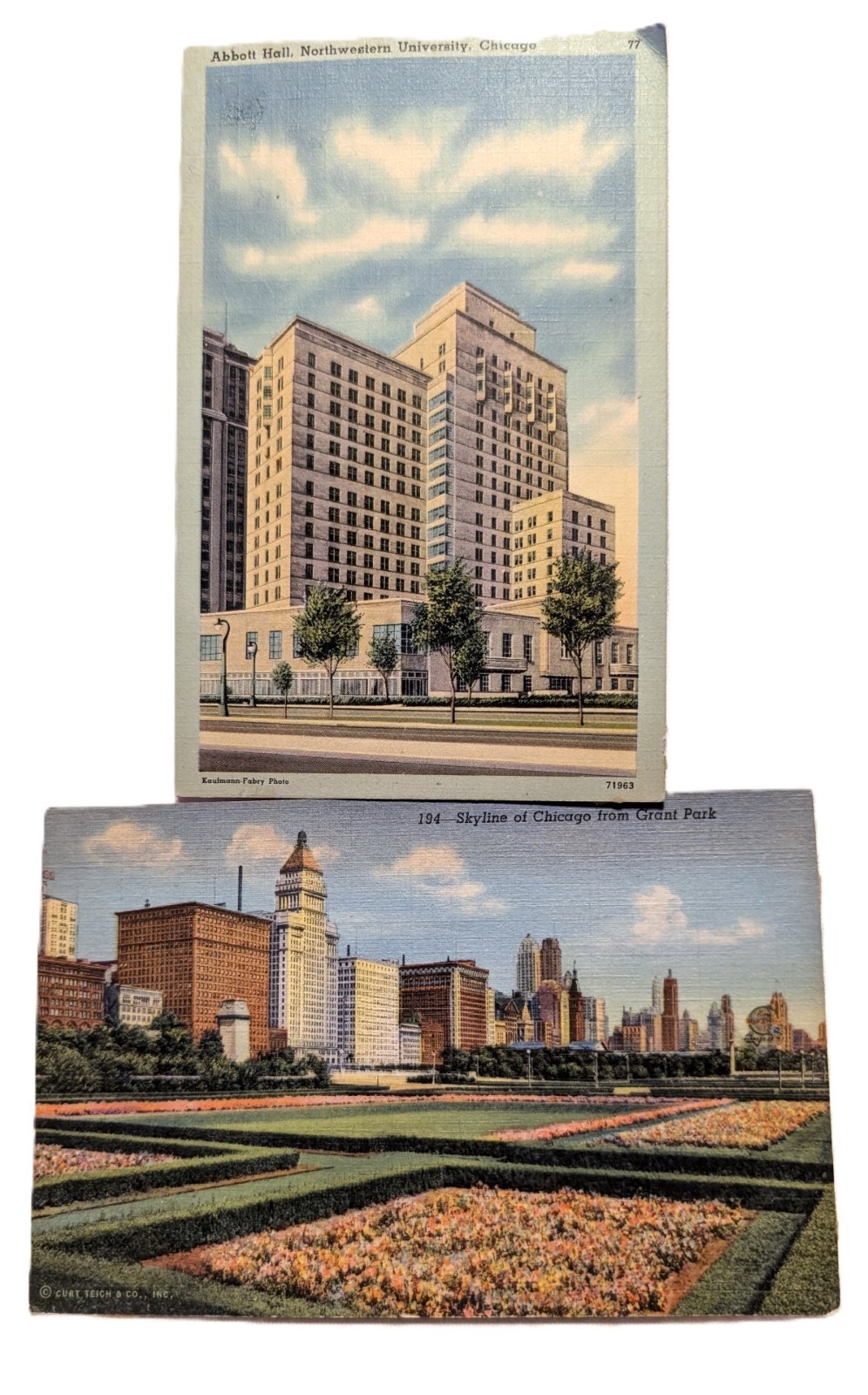 2 Linen Chicago Illinois Vntg Postcard 1940s Grant Park Abbott Hall PET RESCUE 2 Linen Chicago Illinois Vntg Postcard 1940s Grant Park Abbott Hall PET RESCUE