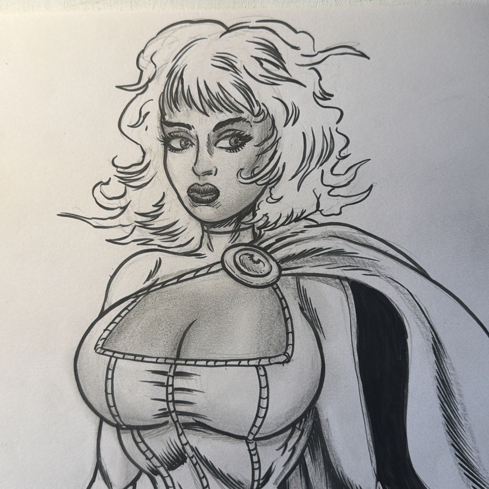 Power Girl Pin Up  NEW  Original drawing By Frank Forte RARE One Of Kind DC