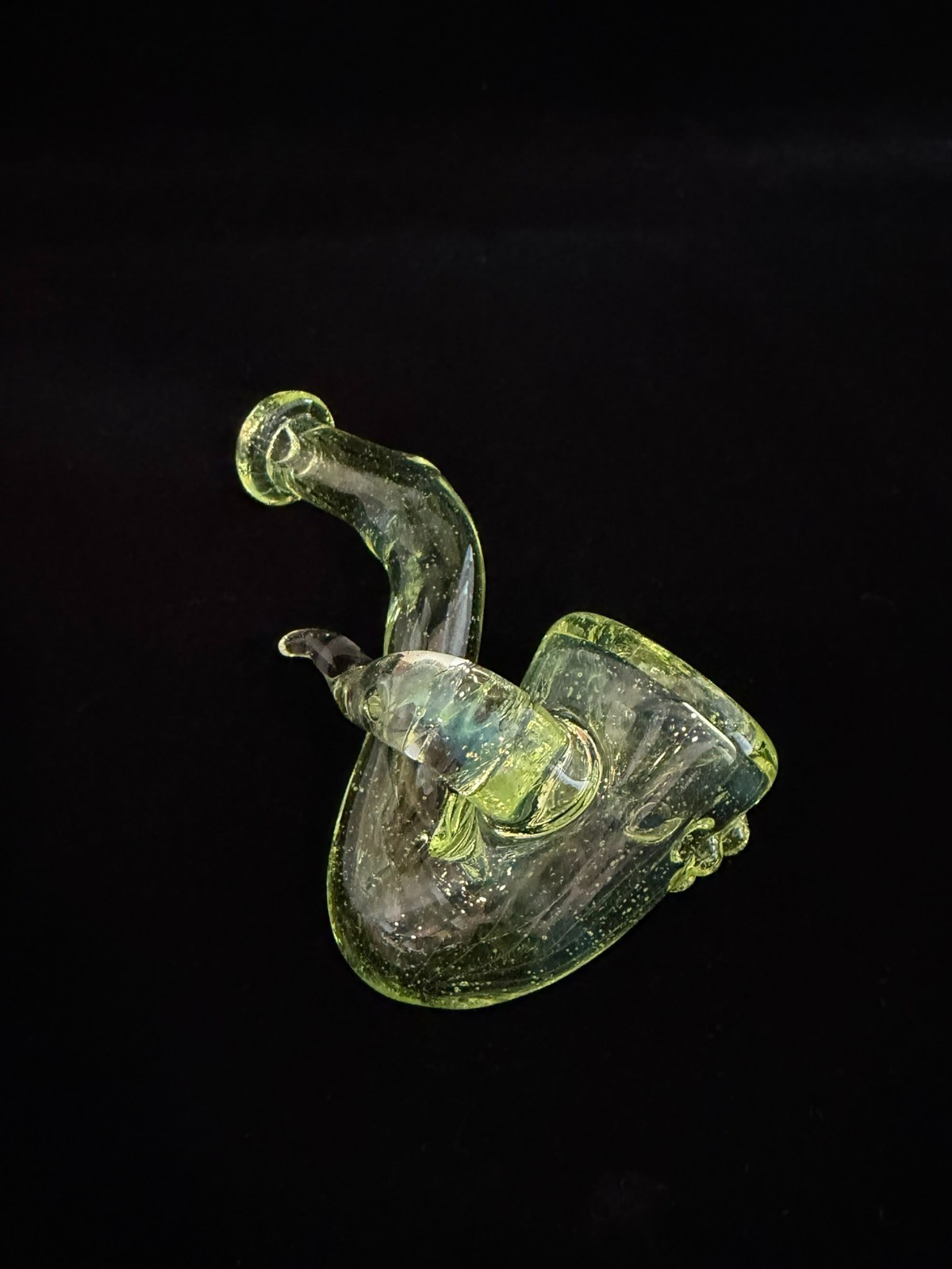Green Handblown Glass Bubbler Pipe - Tobacco Pipe