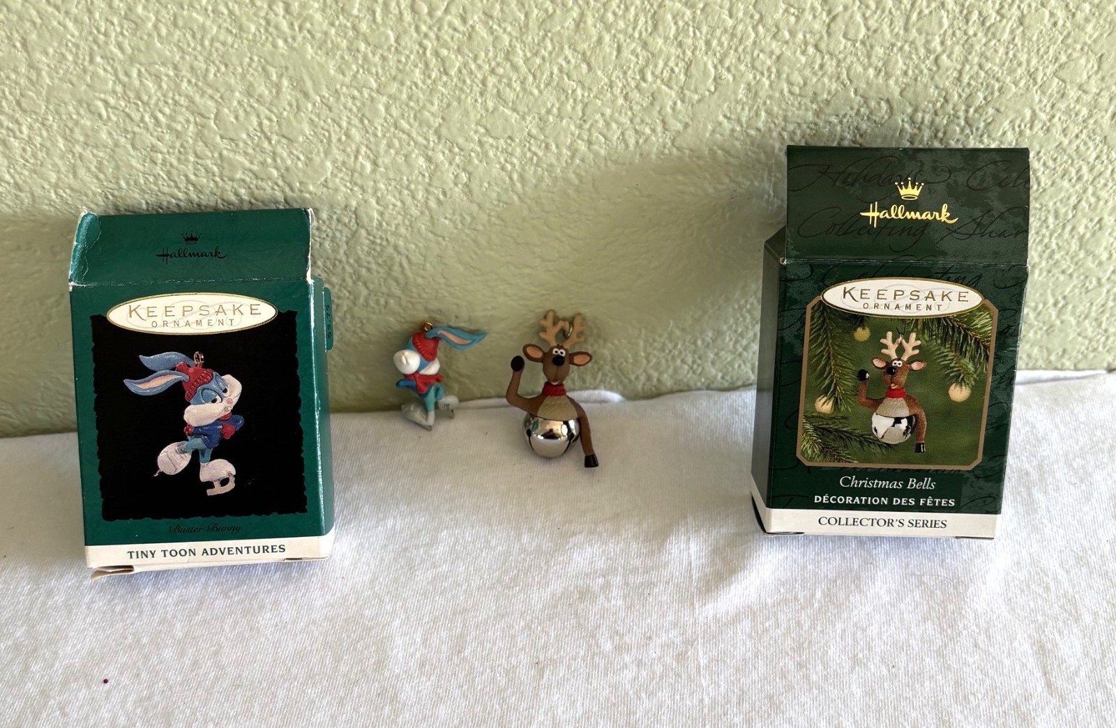2 Hallmark Keepsake Ornaments 2000 Christmas Bells & 1994 Buster Bunny