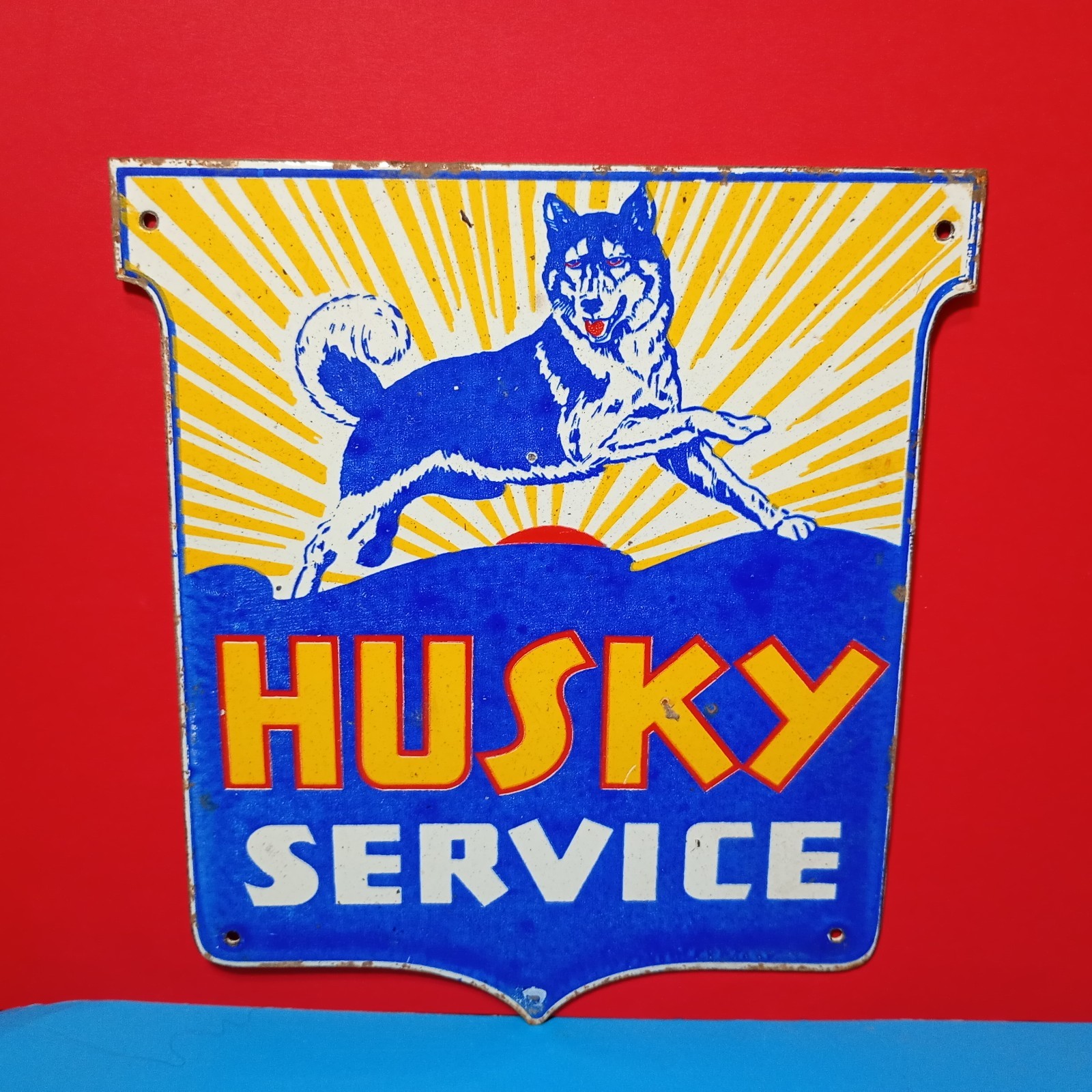 Vintage Husky Service Porcelain Enamel Sign 9\