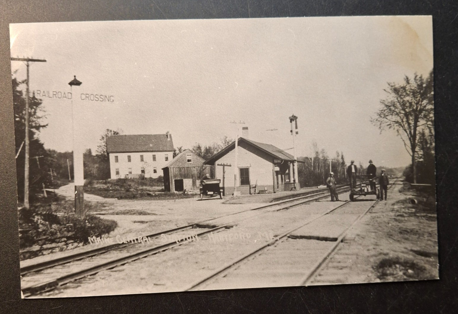 RPPC Hartford ME Maine Central RR Station Real Photo Postcard