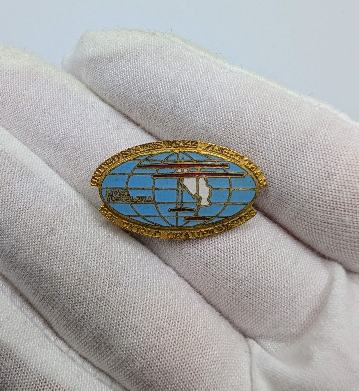 Vintage US Free Flight Team 1985 Yugoslavia World Championships Lapel Pin