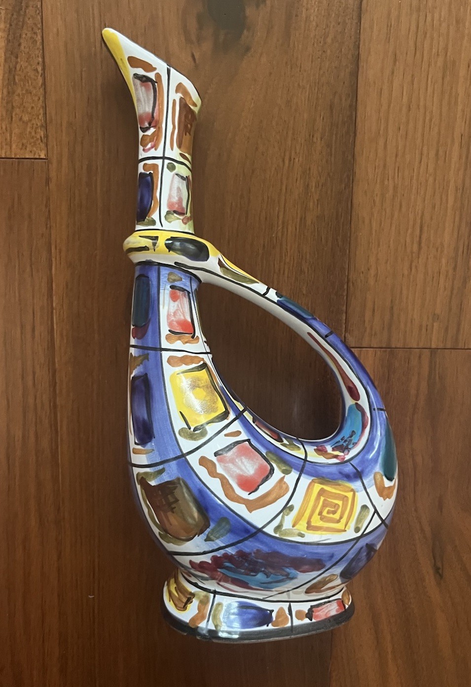 VTG Hand Painted Mid Century Modern Italian Pottery Decanter Biscoff Cherry