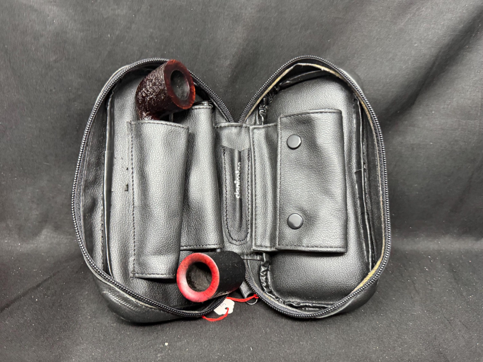 Vintage DENICOTEA German Leather 2-Pipe Bag | Modular Tobacco Kit NOS