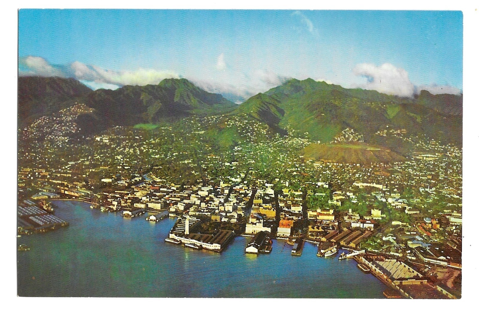 Postcard Aerial View Of Honolulu Harbor Oahu Hawaii  C4814