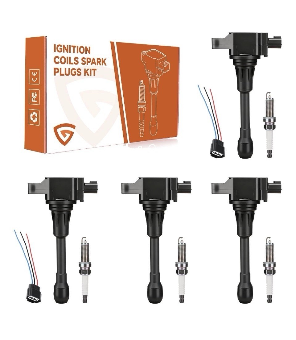 UF549 Ignition Coil & Double Iridium Spark Plug 9029 Compatible with Nissan A...
