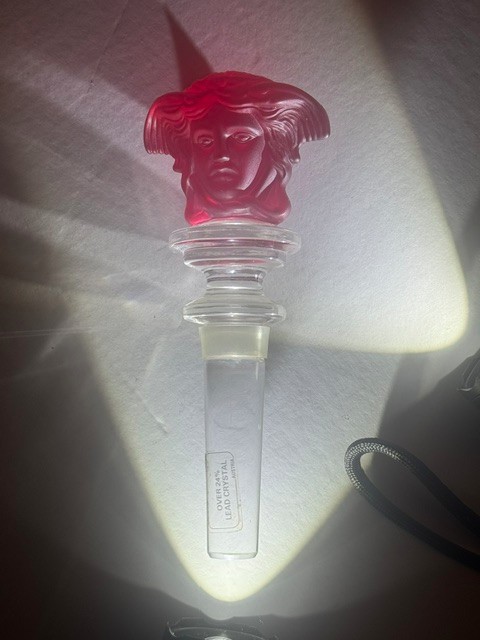 Rosenthal Versace Red 24% Lead Crystal Beheaded Medusa Wine Bottle Stopper