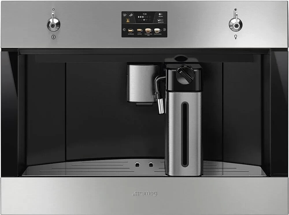 Smeg CMSU4303X 24 Inch Built-In Fully Automatic Coffee Machine with Milk Frother
