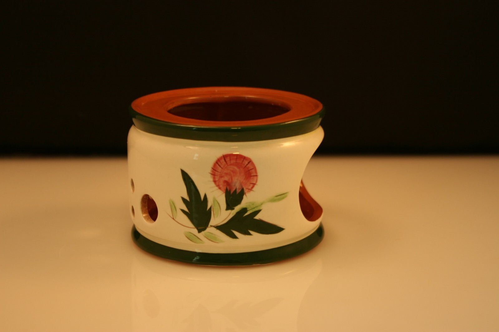 Mid Century Stangl Pottery Thistle Pattern Handcrafted Candle Warming Stand