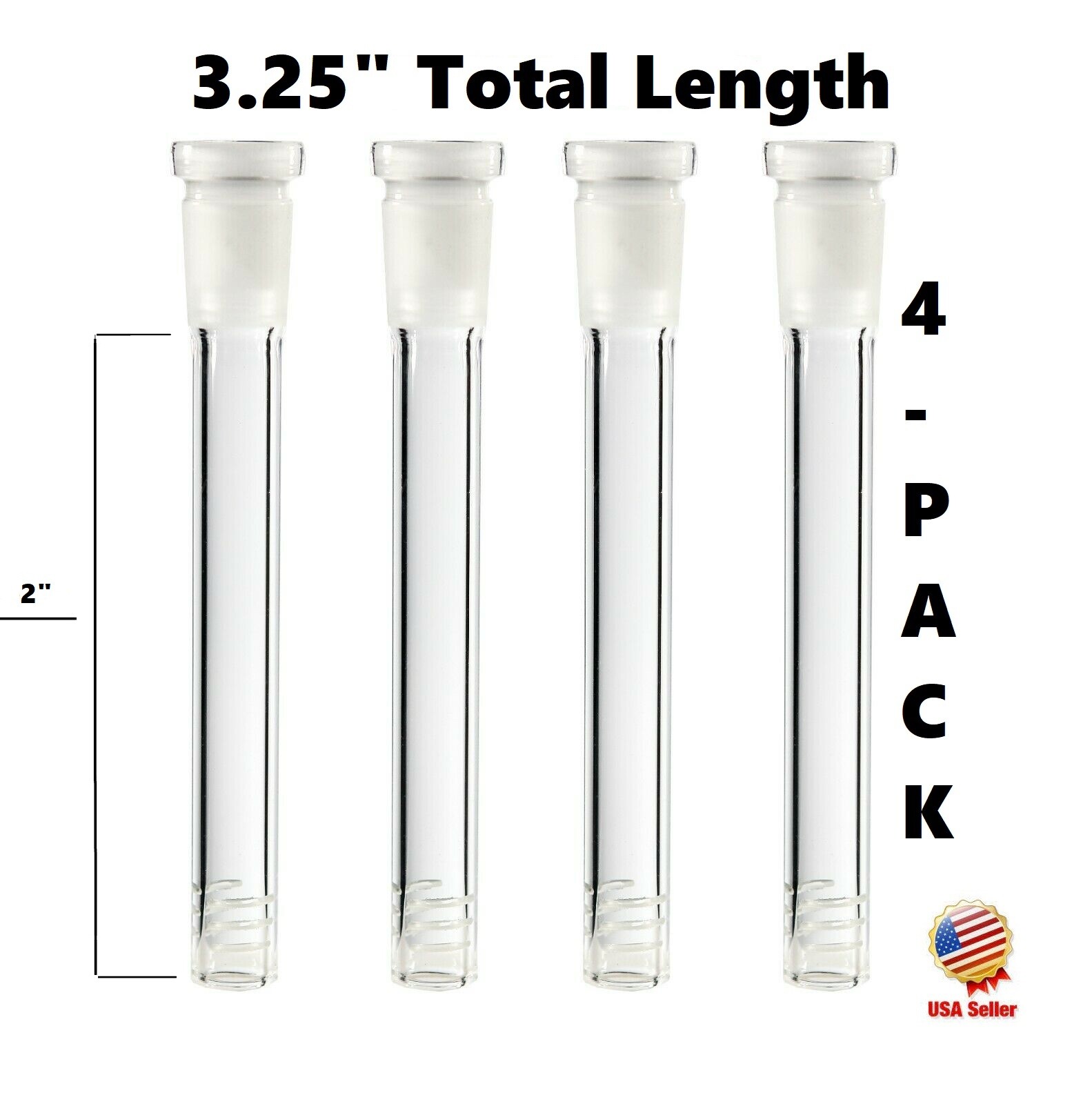 4-Pack 2 inch (Full Length: 3.25 Inch) Glass Downstem (18mm x14mm) 4-Pack 2 inch (Full Length: 3.25 Inch) Glass Downstem (18mm x14mm)