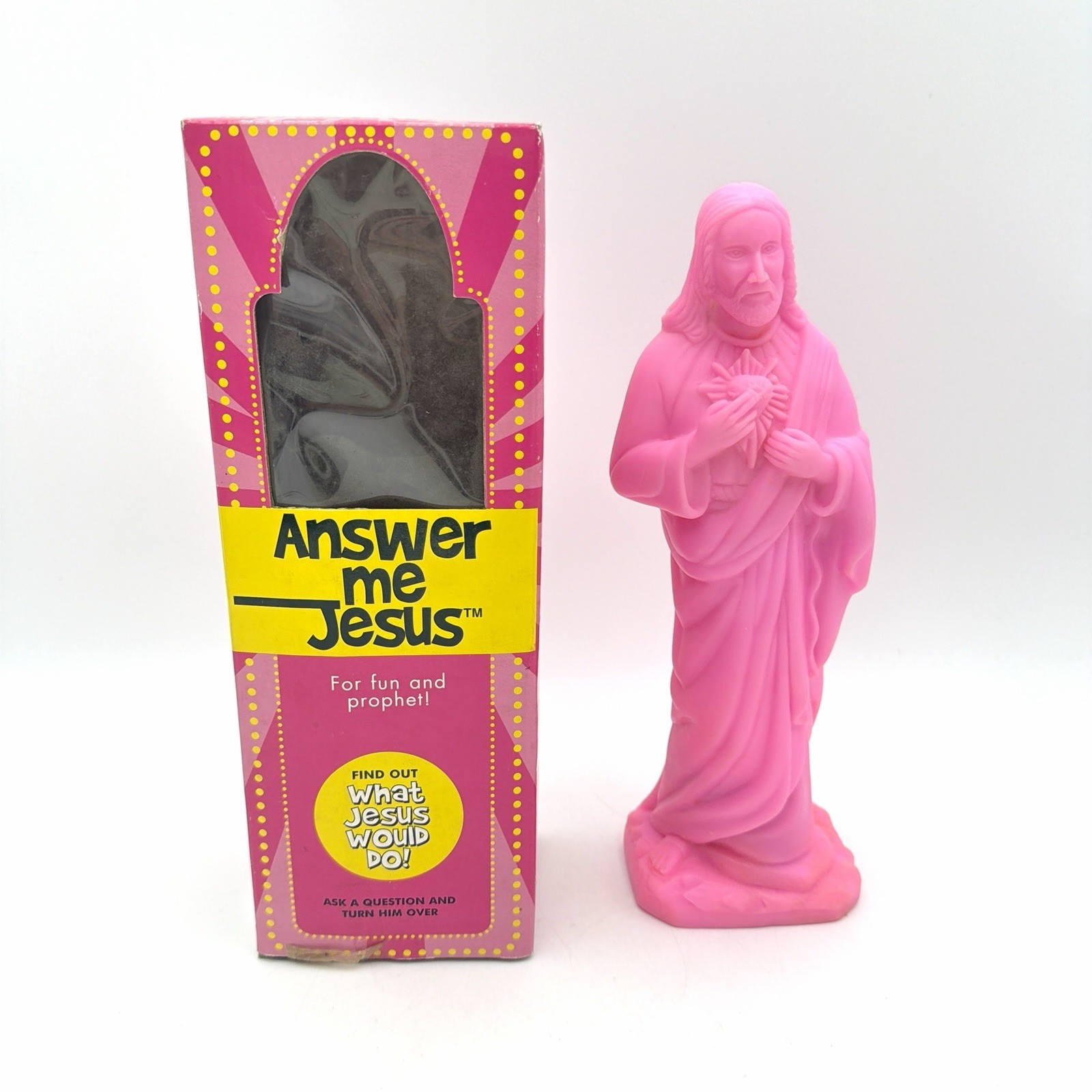Vintage Answer Me Jesus Velvet Plastic Statue WWJD Magic 8 Ball RARE - READ