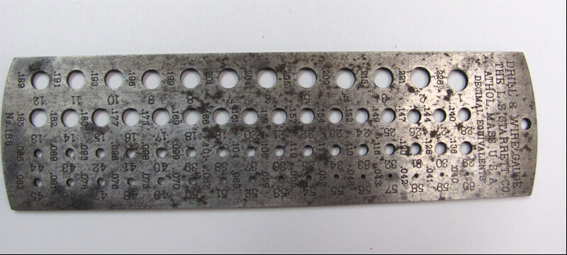 Drill & Wire Gauge L. S. Starrett Co. Decimal Equivalents 