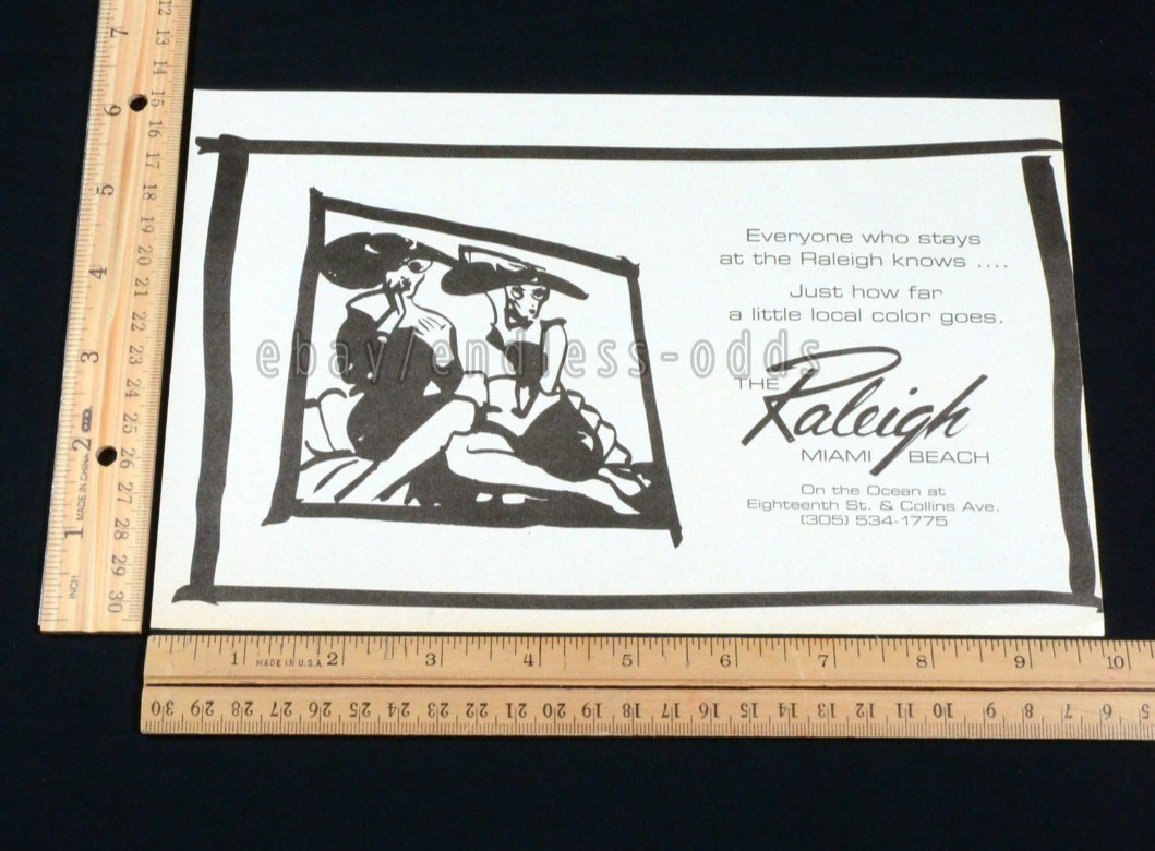1995 The Raleigh Hotel Miami Beach Florida FL Magazine Page Print Ad 90s Vintage