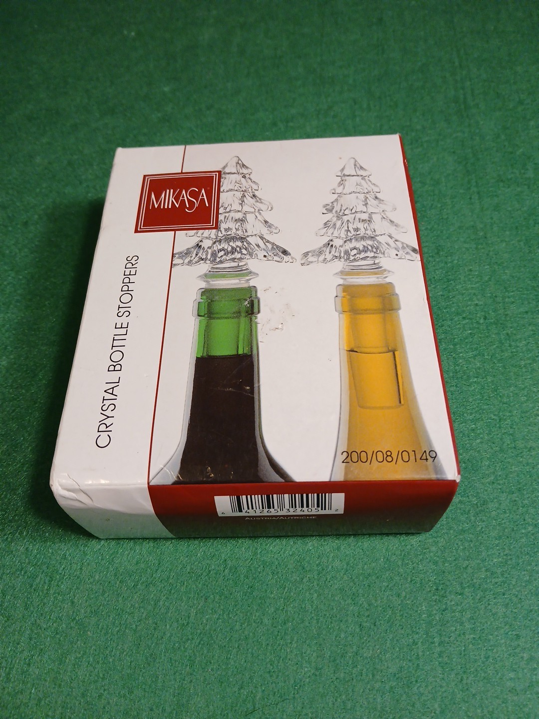 Mikasa Crystal Bottle Stoppers - Pair of Christmas Trees - Original Box