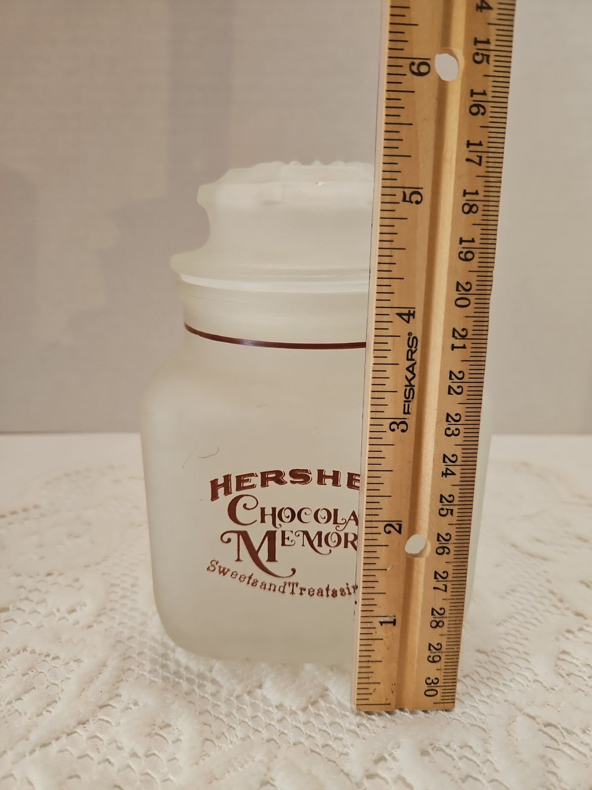 Hershey\'s Chocolate Memories Frosted Glass Canister 5.25\