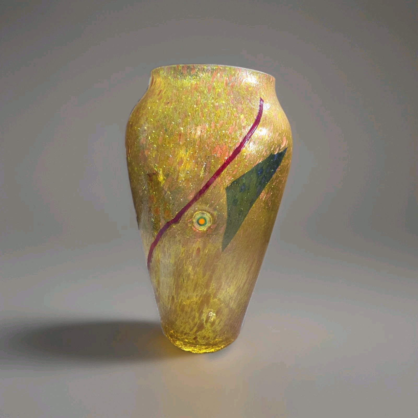 Beautiful Iridescent and Geometric Fused Art Glass Vase Beautiful Iridescent and Geometric Fused Art Glass Vase