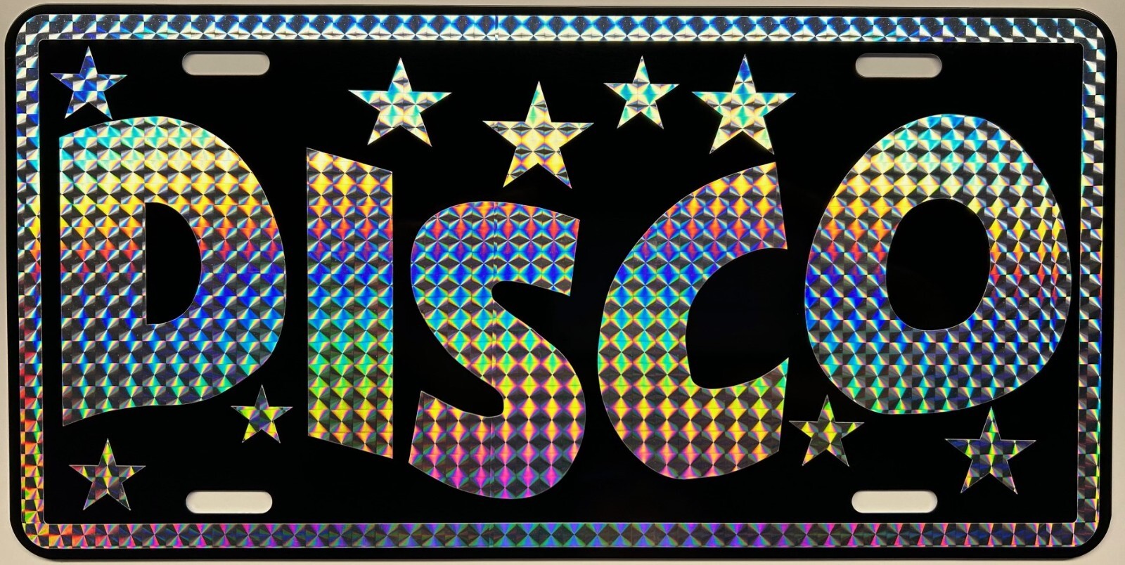 RETRO 1970'S PRISM DISCO METAL LICENSE PLATE SATURDAY NIGHT FEVER STUDIO 54