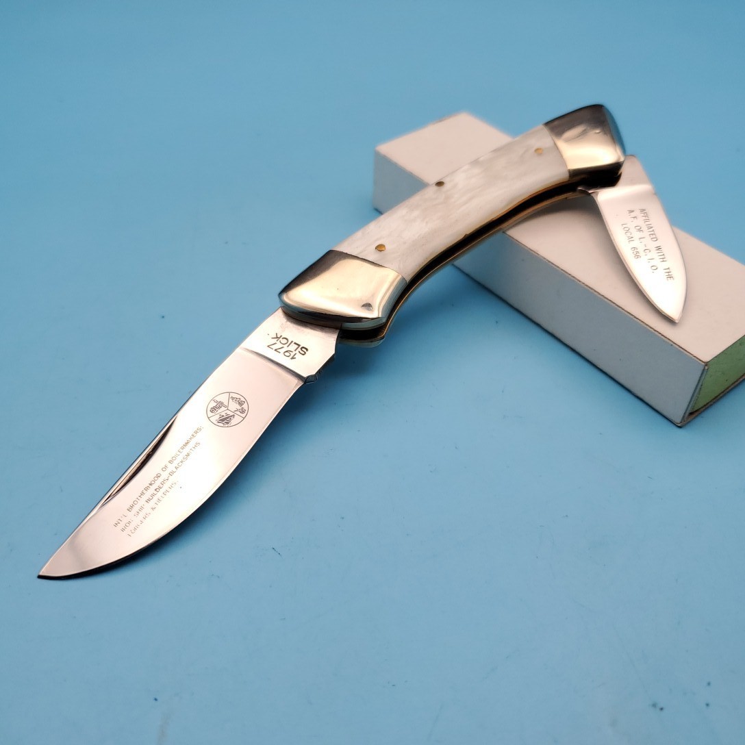 VTG 1977 Star Folding Blade Pocket Knife Synth Pearl Brotherhood Of Boilermakers
