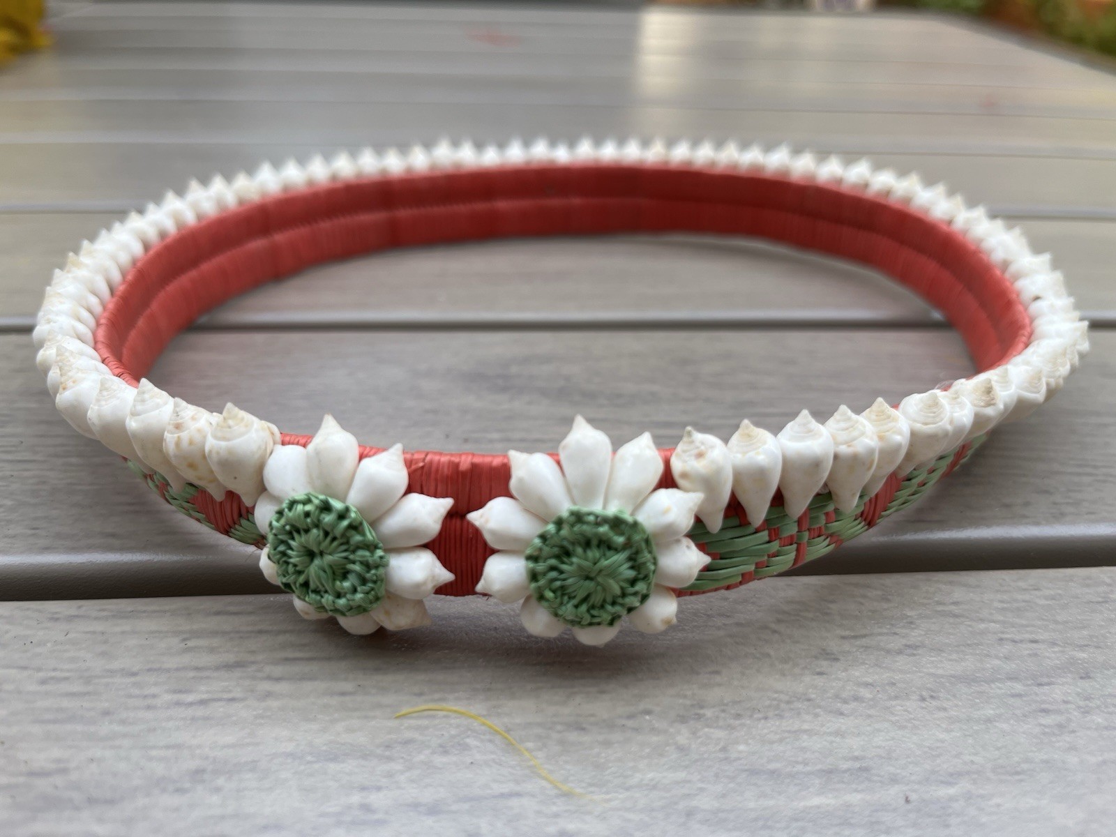 Old Vintage Hawaiian Kane Wahine Sea Shell Crown Headband Headdress Hawaii Hula