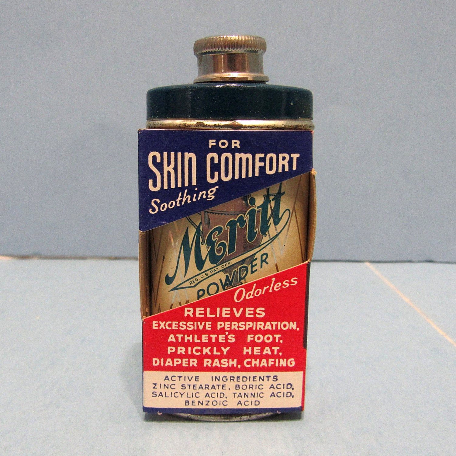 Sample MERITT POWDER TIN Art Deco Vintage Original Sleeve Box Unused