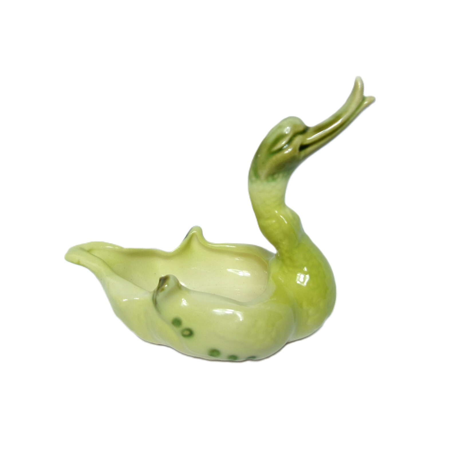 Beautiful HULL POTTERY Vintage MCM Green Glazed Duck Trinket Dish Ashtray –- (A)