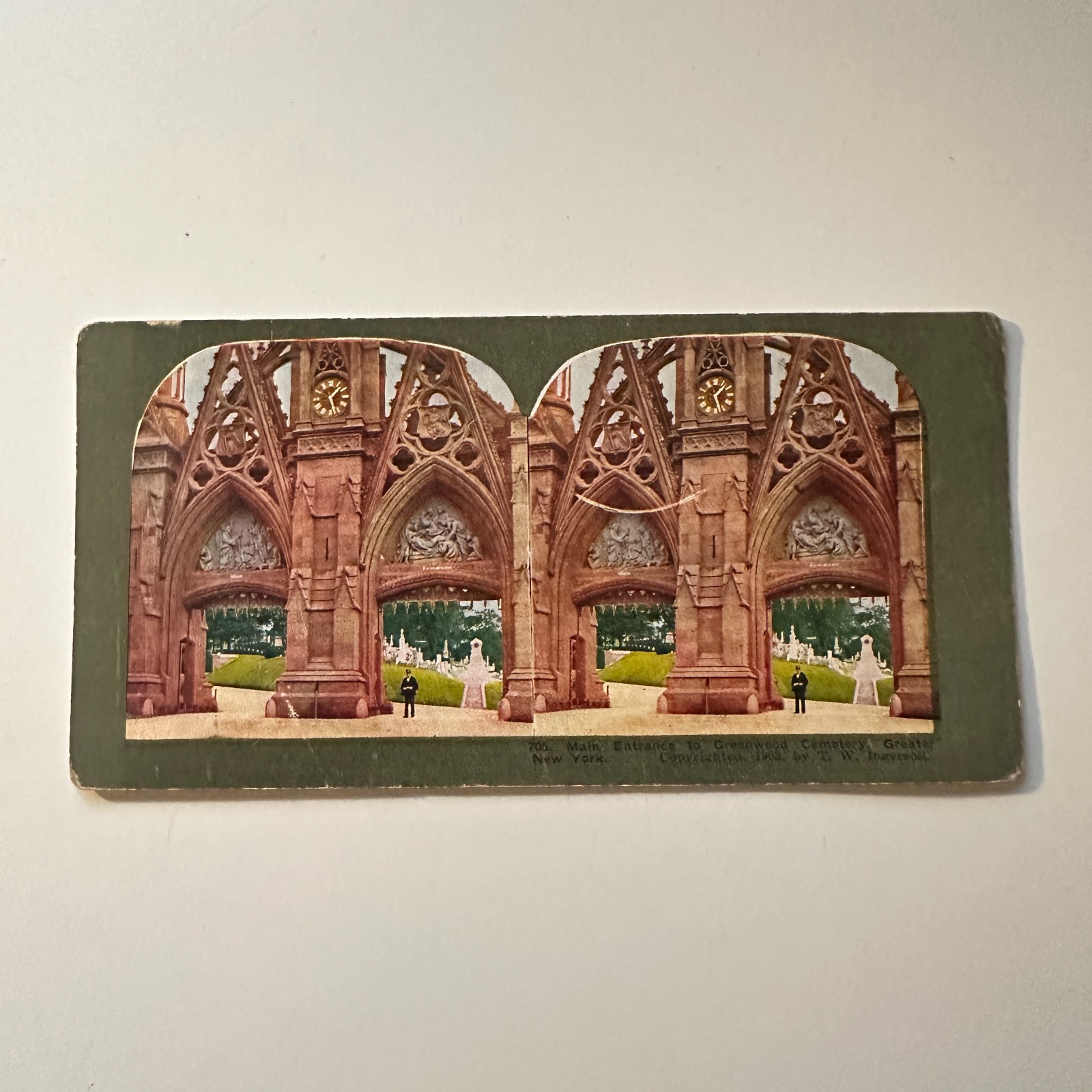 Main Entrance To Greenwood Cemetery Greater NY Antique Stereoview Card 5H6-1