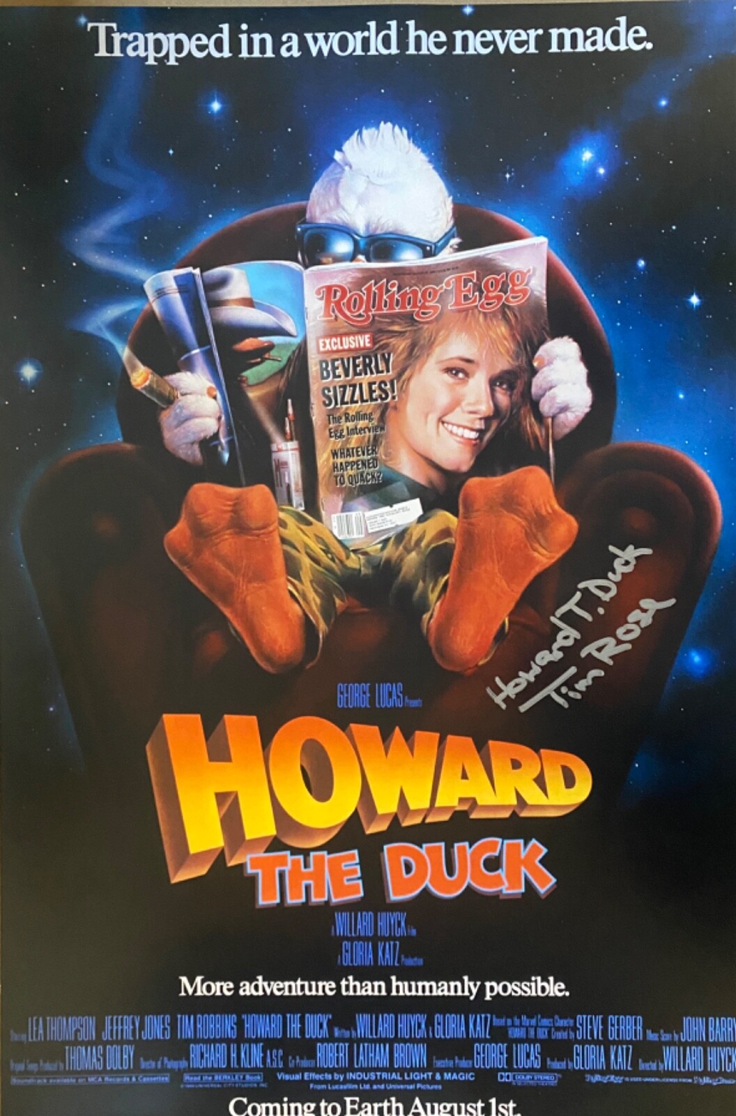 Howard The Duck Tim Rose Howard 12x18 Poster-GENUINE Signed