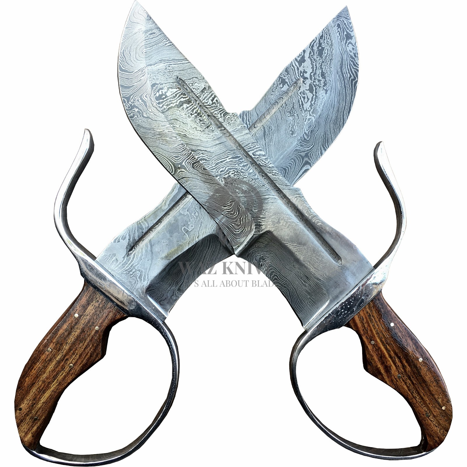 Damascus Butterfly Swords Hand Forged Damascus Martial Arts Swords Steel Guard