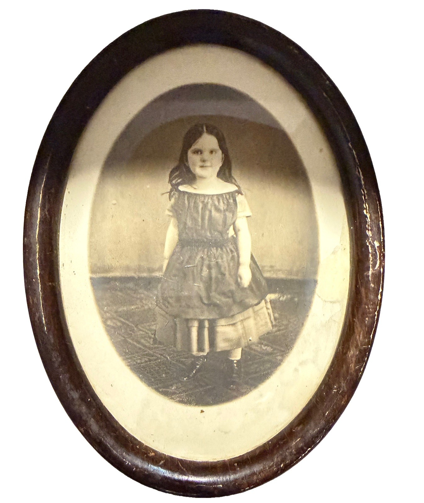 Antique Victorian Gothic Little Girl Unidentified-New England-Heavy Wear Frame