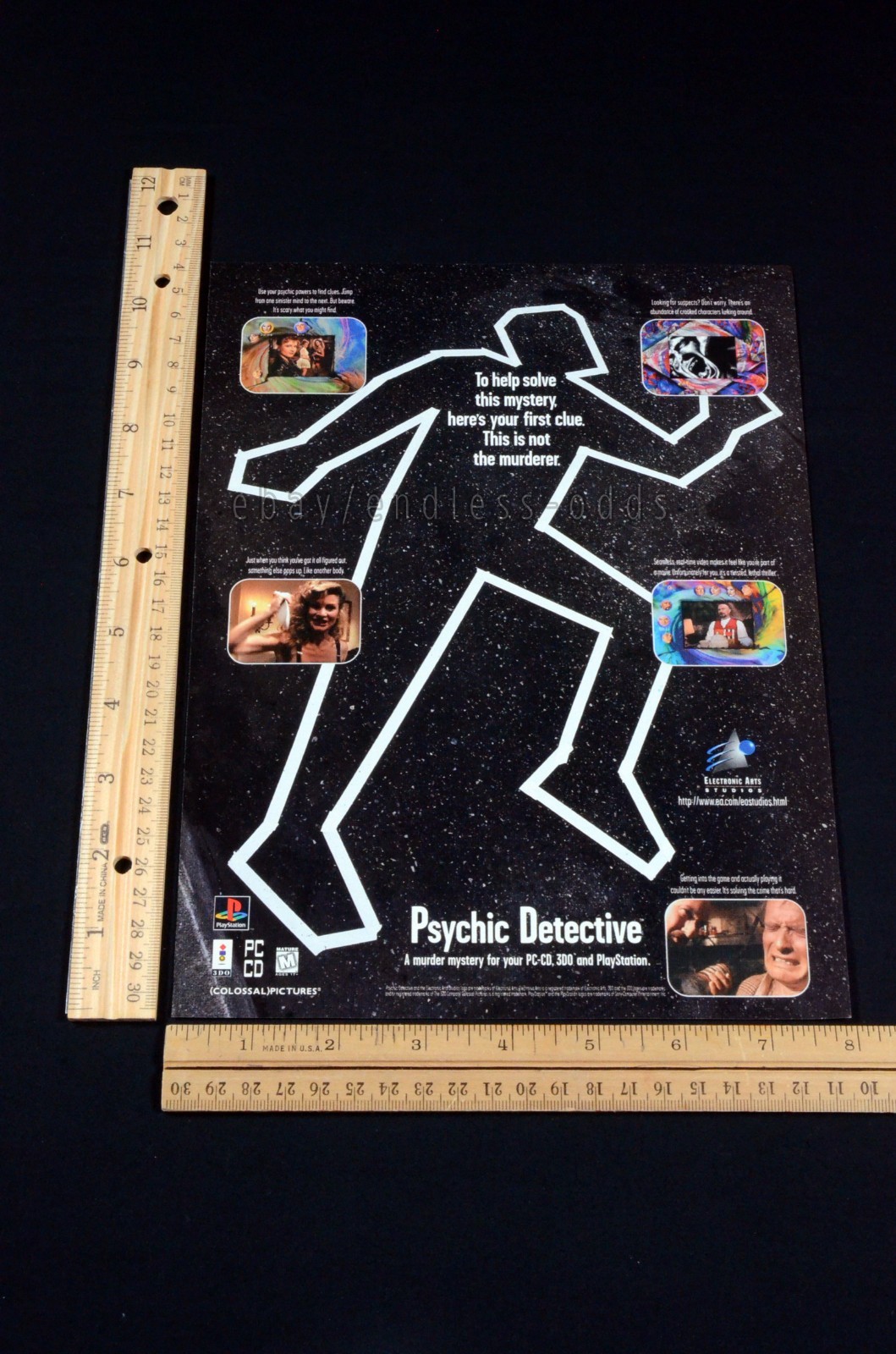 1995 Psychic Detective Playstation PC-CD 3DO Magazine Page Print Ad Poster 90s