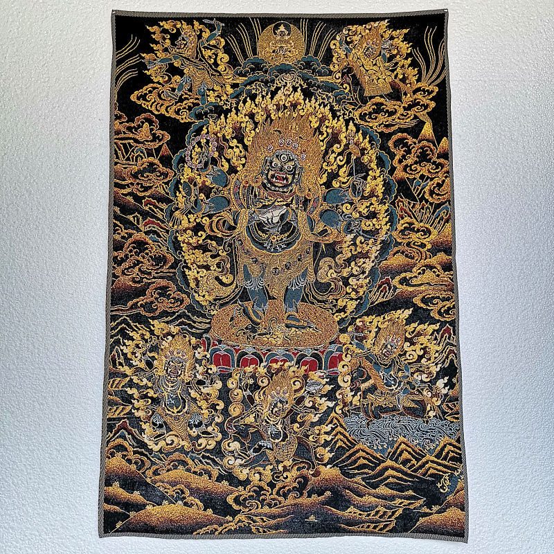 Nepal Thangka Mahakala Wall Hanging Tibetan Embroidery Buddha Art 60*40cm Nepal Thangka Mahakala Wall Hanging Tibetan Embroidery Buddha Art 60*40cm