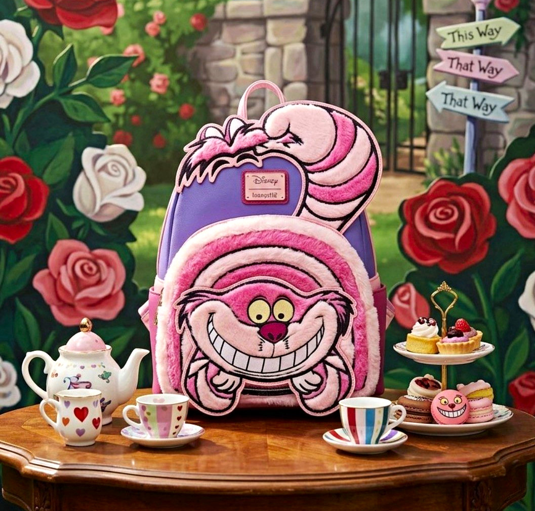 Loungefly Disney Alice in Wonderland Cheshire Cat Backpack Purple Pink
