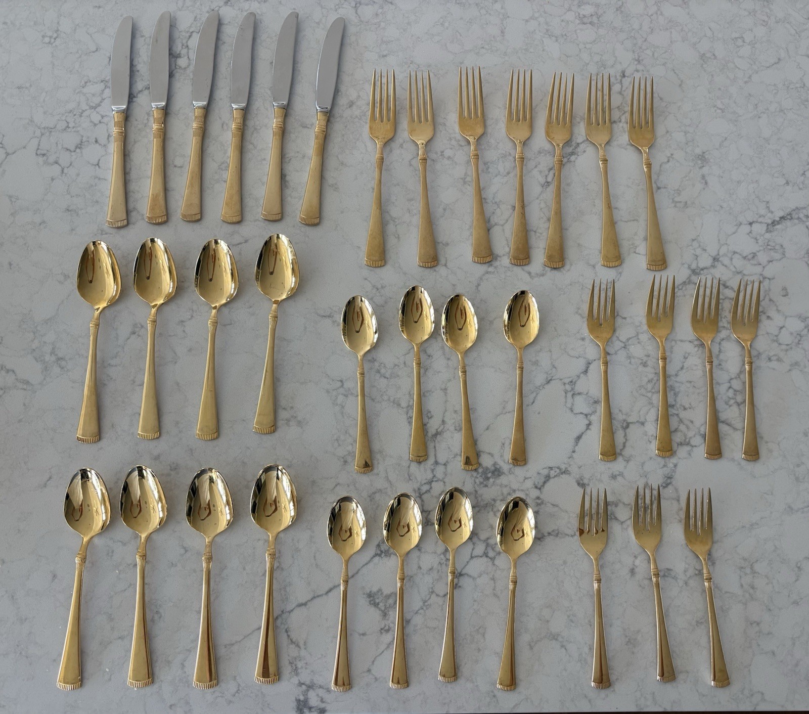 VTG Oxford Hall Gold-plated Flatware  36 Piece Lot Forks Spoons Knives