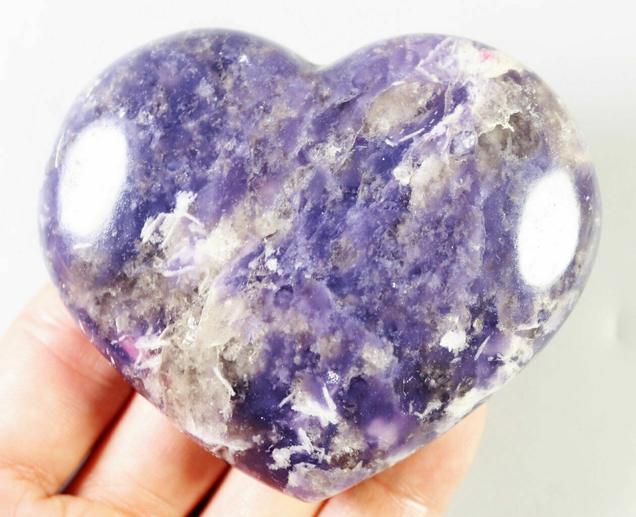 226g Natural Marvelous Lepidolite Purple Mica Crystal Heart Stone Specimen