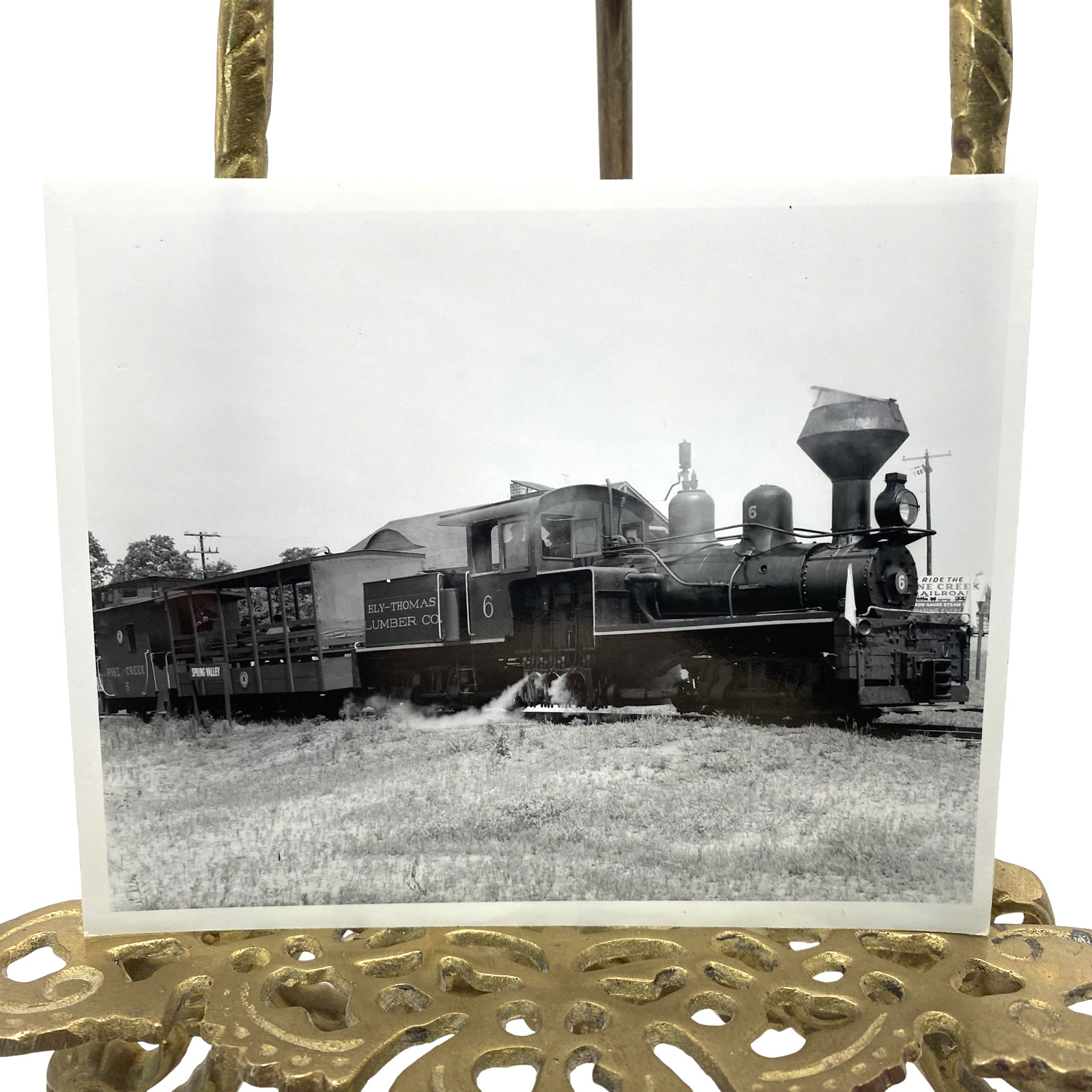 Vintage Ely-Thomas Lumber Co 6 Steam Locomotive Photo 4x5 B&W Gelatin Orig