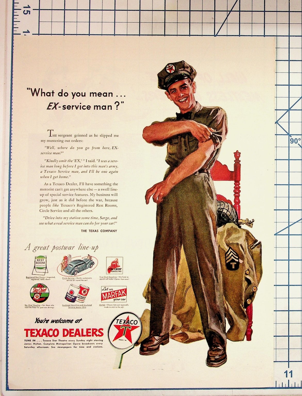Vintage 1940s Texaco Ad Post-War Ex-Serviceman Dealer Opportunity Print Vintage 1940s Texaco Ad Post-War Ex-Serviceman Dealer Opportunity Print