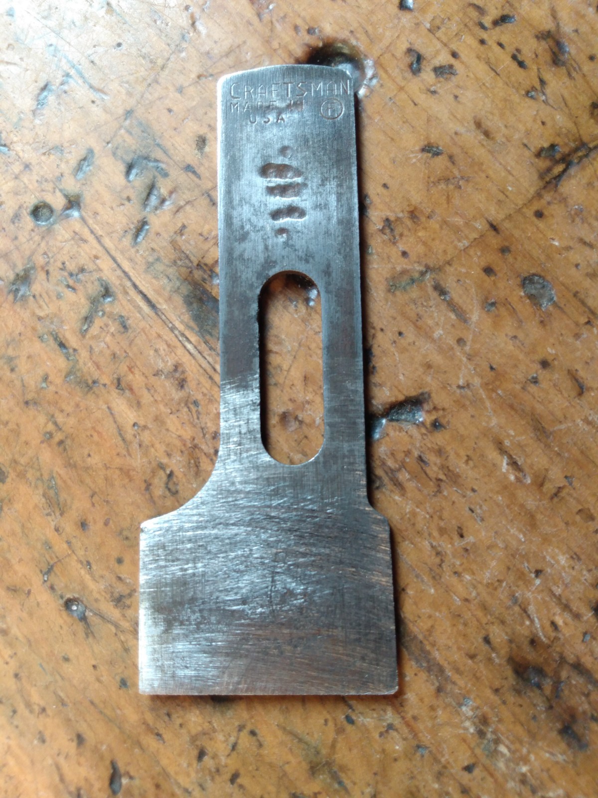 CRAFTSMAN duplex rabbet plane blade, with depth adjusting grooves.