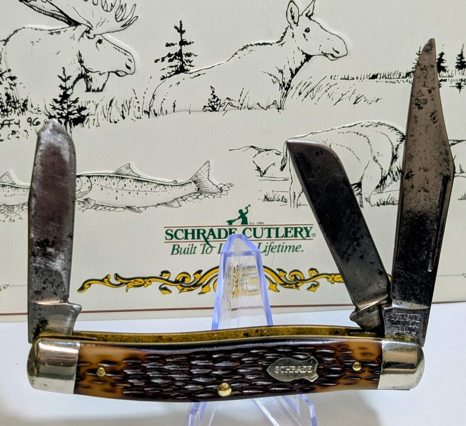 Vintage Schrade USA 881 3 Blade Stockman Pocket Knife