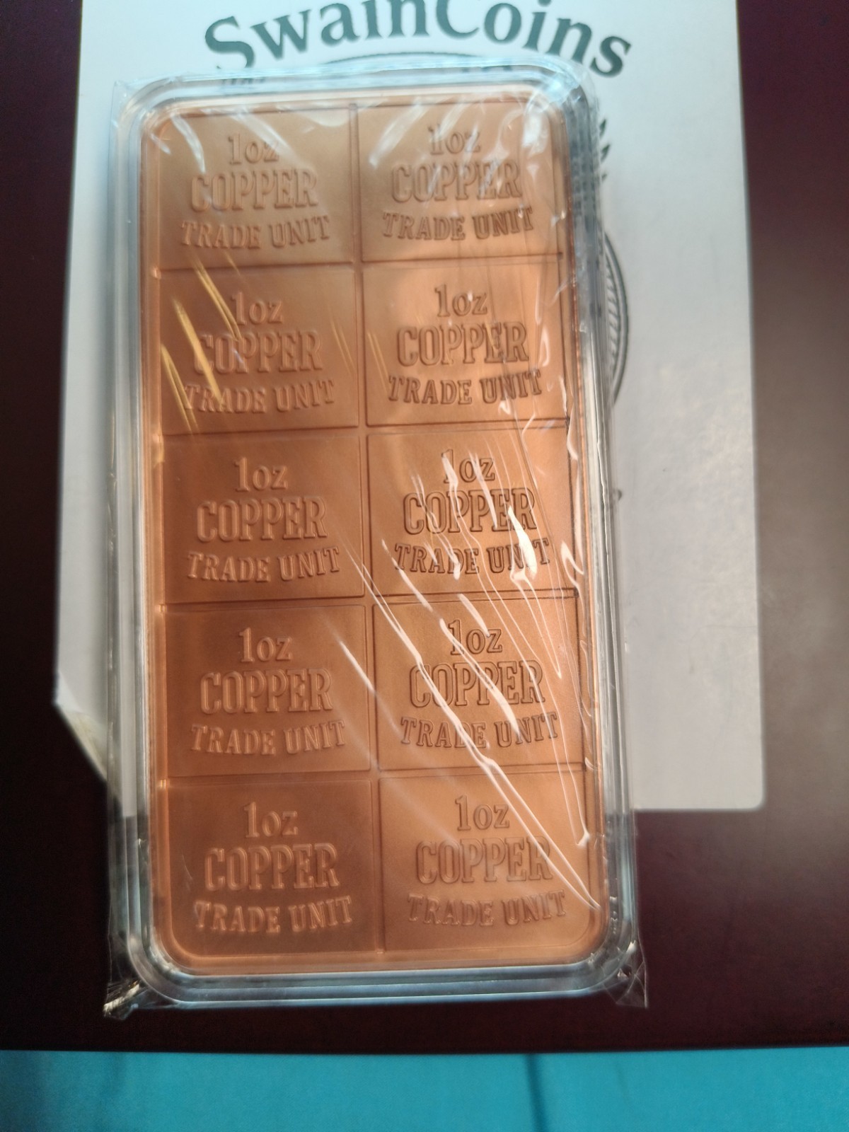 10 oz Copper Trade Unit Bars 10x1. Oz