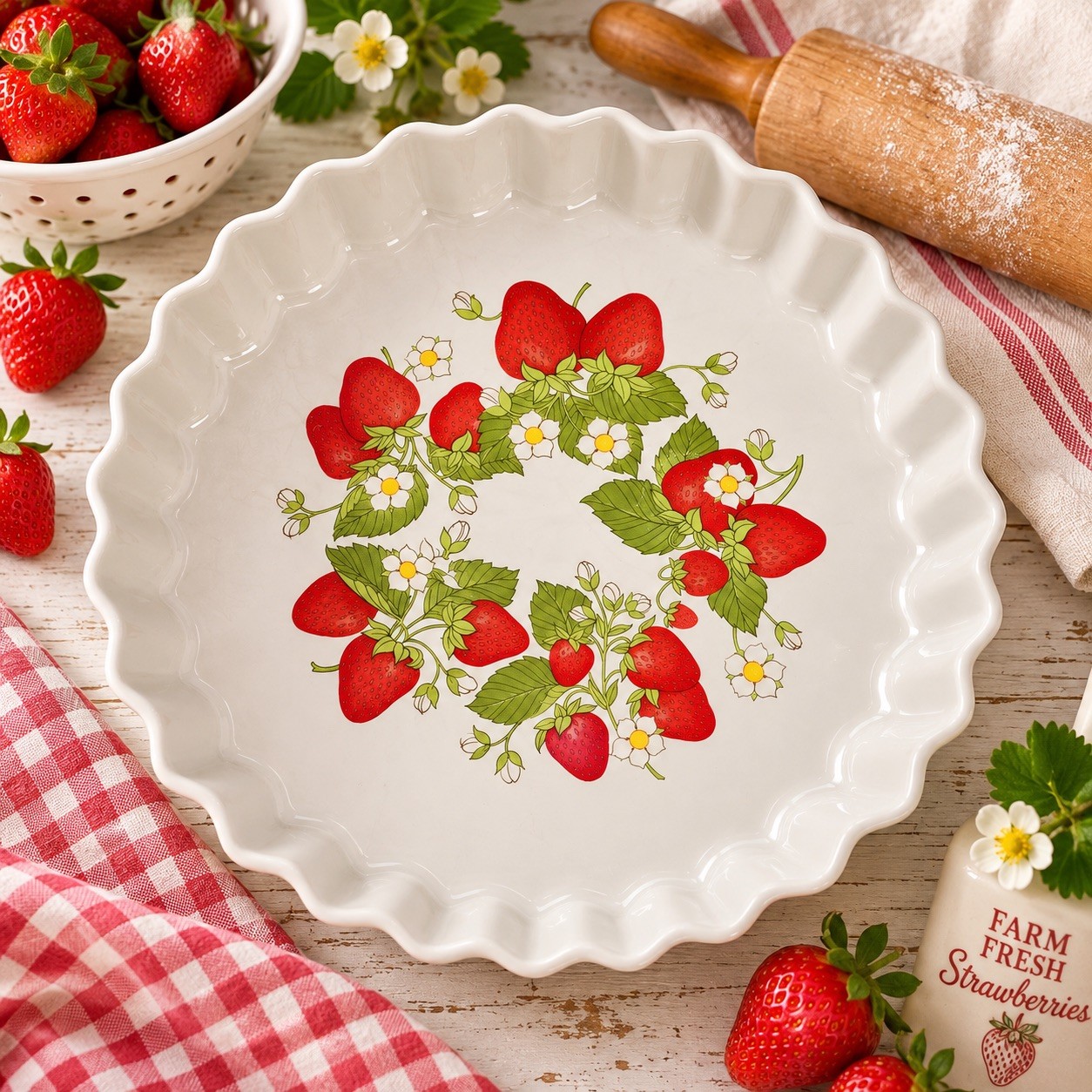 Vintage Action Strawberry Tart Quiche Baking Dish Stoneware Japan Cottagecore Vintage Action Strawberry Tart Quiche Baking Dish Stoneware Japan Cottagecore