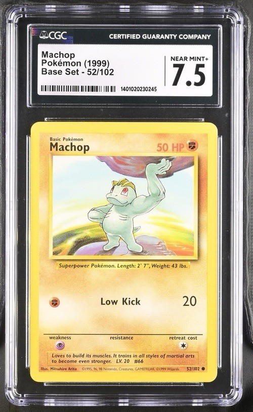 Pokemon 1999 Base Set Machop 52/102 CGC 7.5 English Mitsuhiro Arita