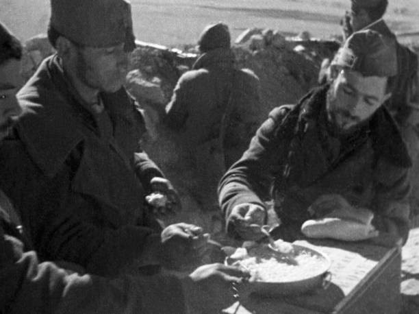 Nationalist soldiers their base camp at siege Madrid at Spanish Ci- Old Photo