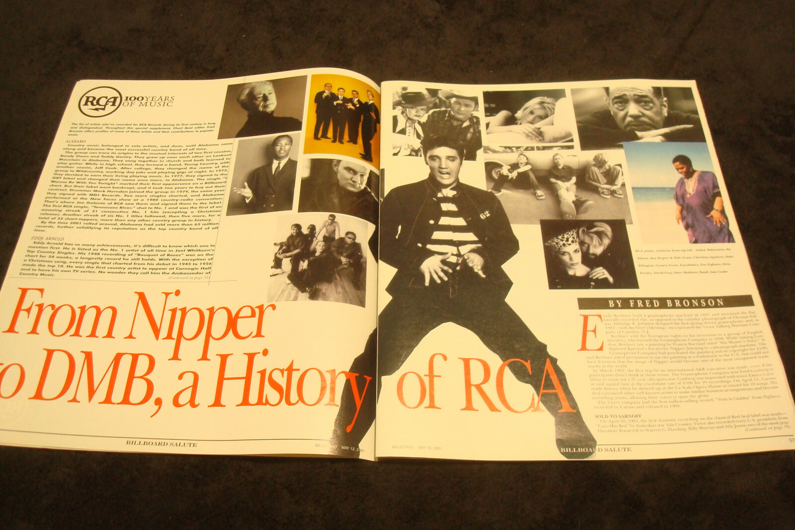 RCA 100 Yrs In Music 2001 article, Elvis, Bowie, Dave Matthews, Sinatra Lou Reed