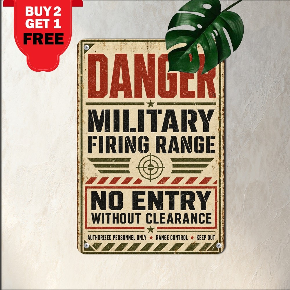 Military Firing Range Warning Sign Danger Safety Notice Metal Plaque 8x12