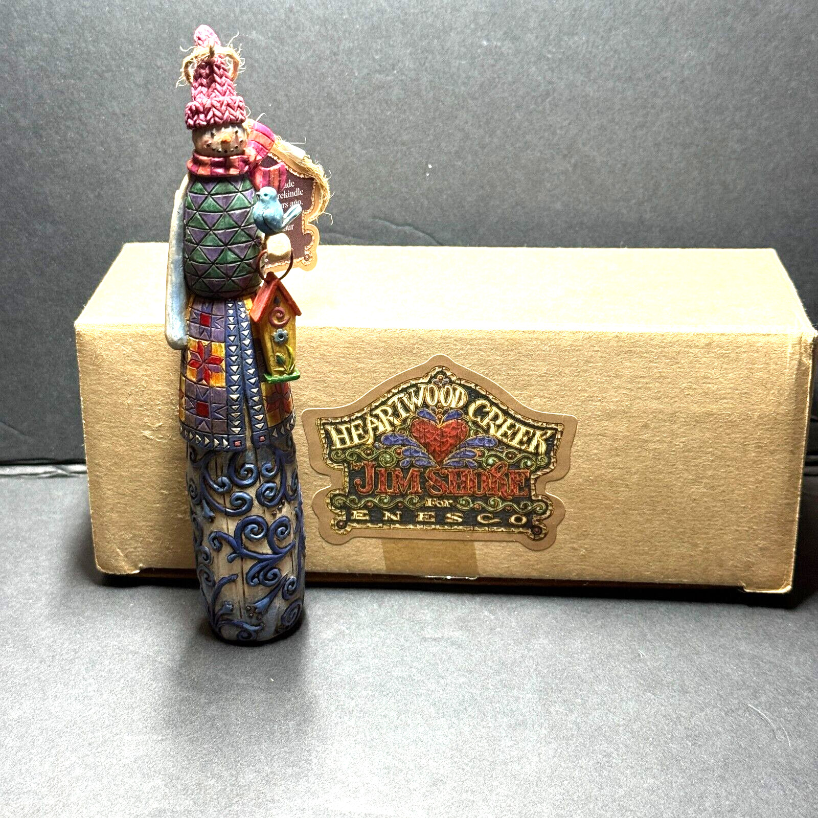 Jim Shore Heartwood Creek Snowman Birdhouse Figurine Enesco 2004 Jim Shore Heartwood Creek Snowman Birdhouse Figurine Enesco 2004