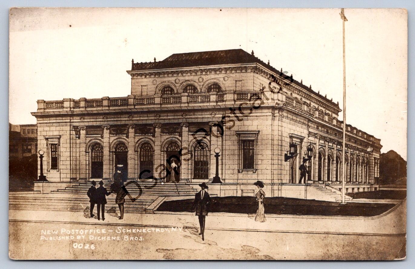 K55/ Schenectady New York RPPC Postcard c1910 New Post Office Sketch 520 K55/ Schenectady New York RPPC Postcard c1910 New Post Office Sketch 520