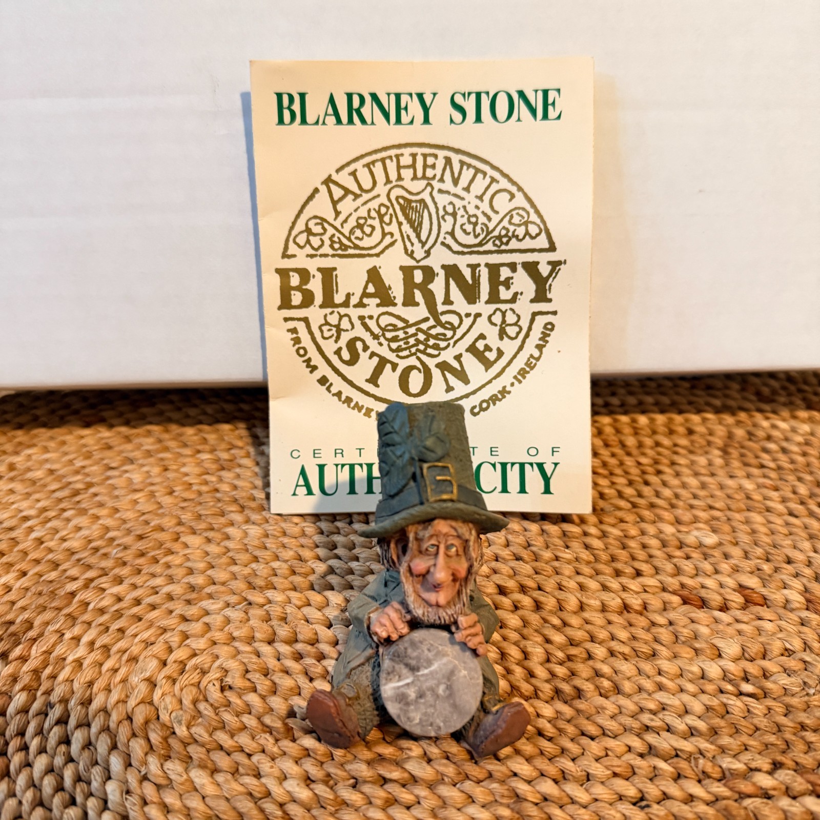 Authentic Blarney Stone Leprechaun Figurine Ireland w Certificate COA Irish